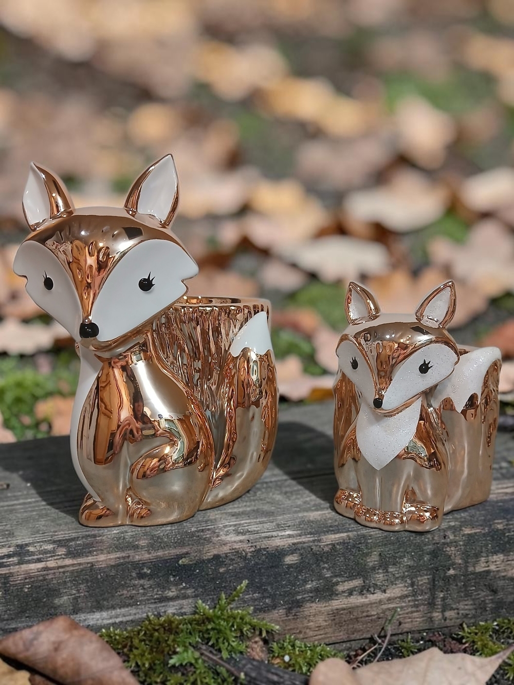 Fox Ceramic Candle Holder And Soap Holder - Rose Gold and White